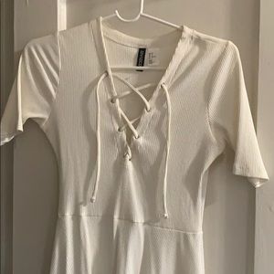 White tie-front dress